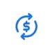 Currency exchange icon with circular arrows and dollar symbol